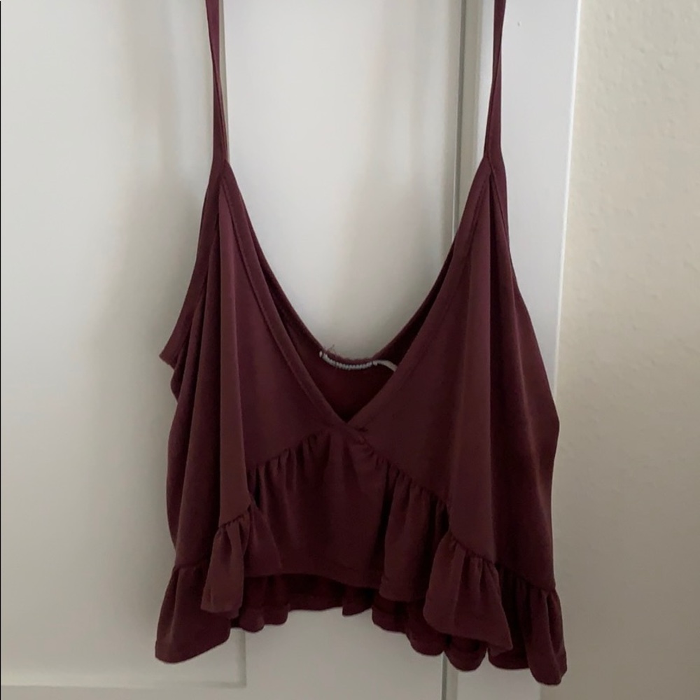 Wine colored tank top crop top